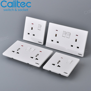 Calitec UK standard Saudi Arabia double socket wall switch socket factory supply