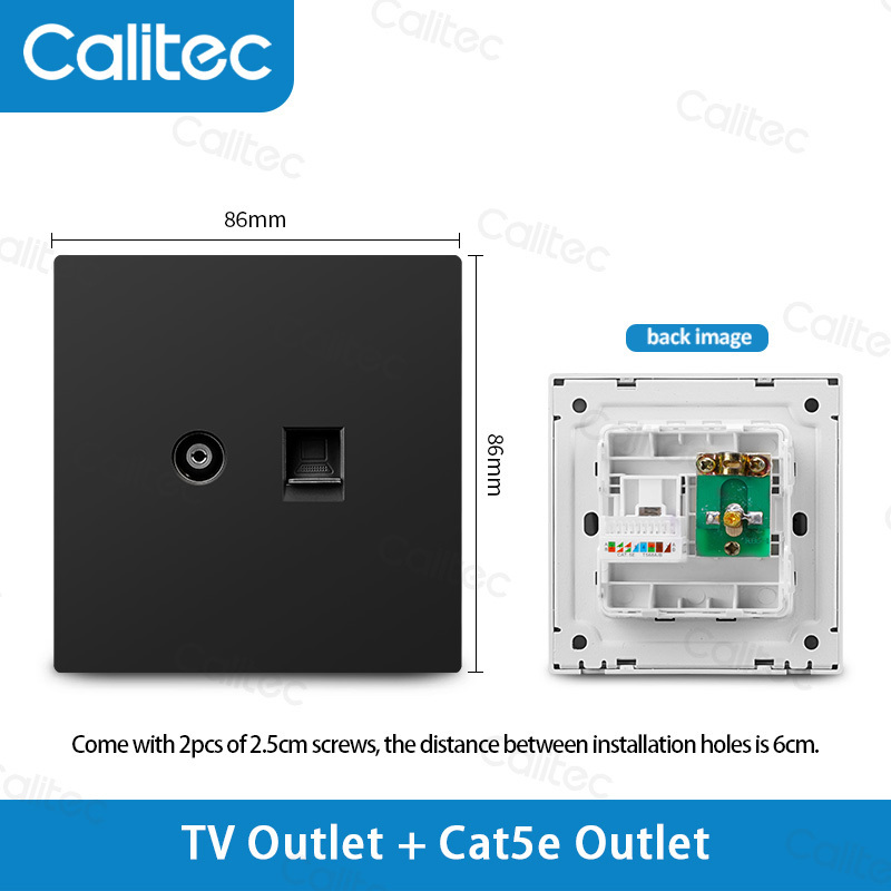 Calitec UK standard Saudi Arabia Tel+TV Outlet socket wall switch socket factory supply