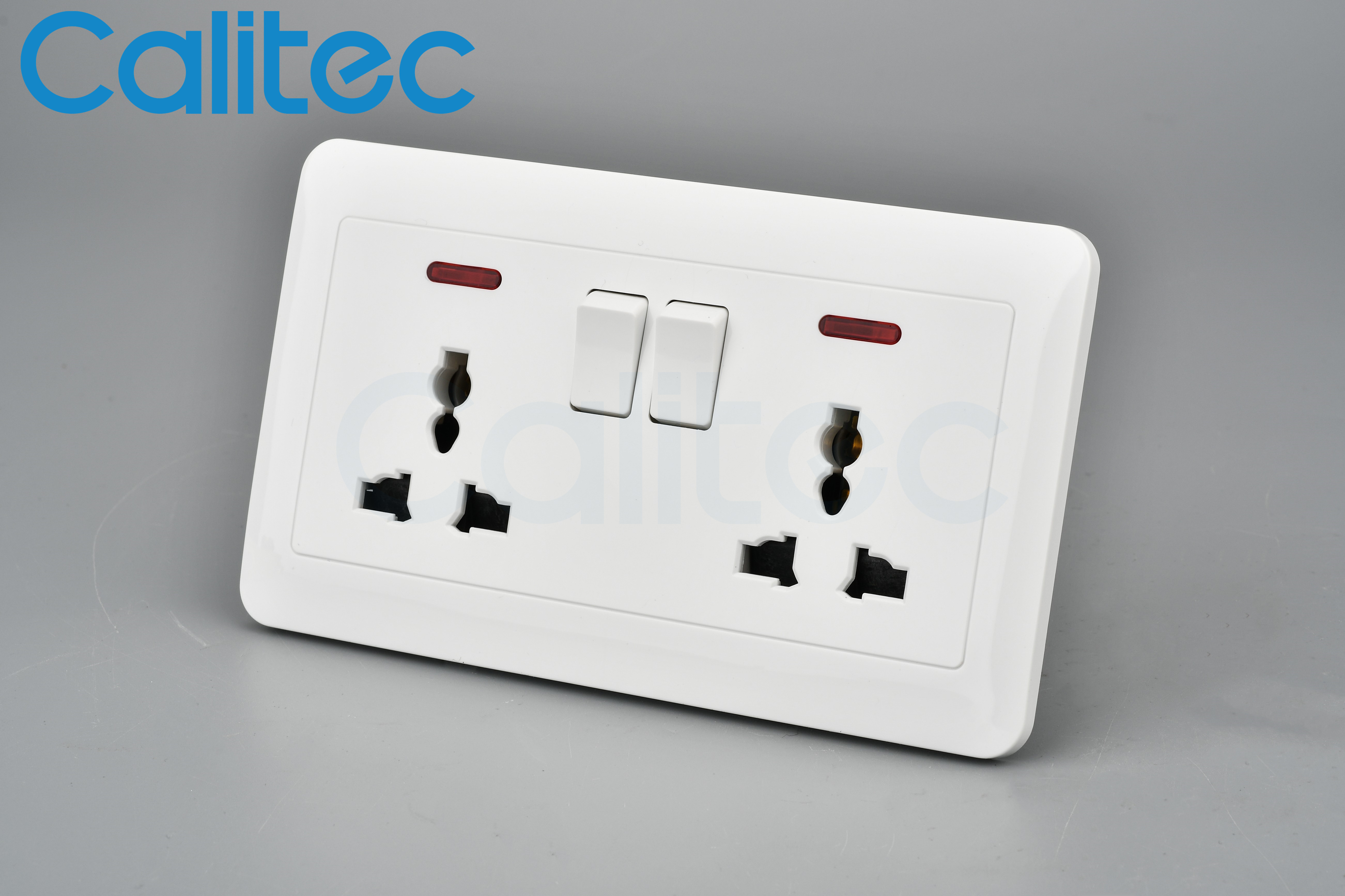 Calitec UK standard Saudi Arabia curve Double Multi 2 GANG wall switch socket factory supply