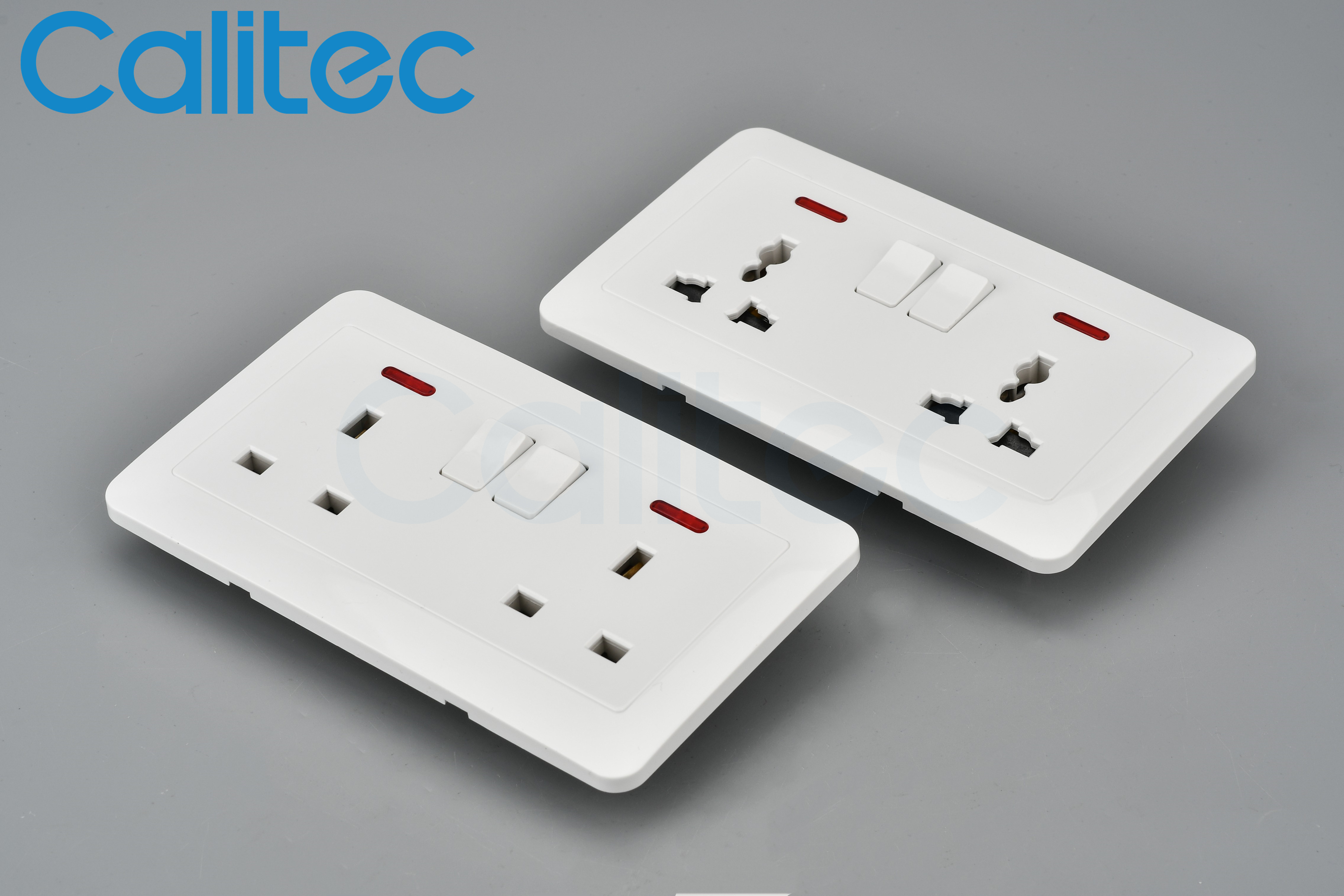 Calitec UK standard Saudi Arabia curve Double Multi 2 GANG wall switch socket factory supply