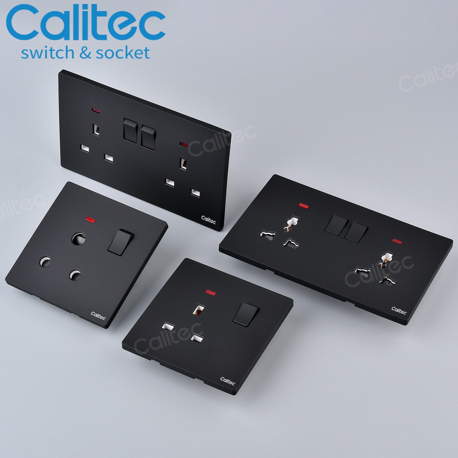 Calitec UK standard Saudi Arabia double socket wall switch socket factory supply