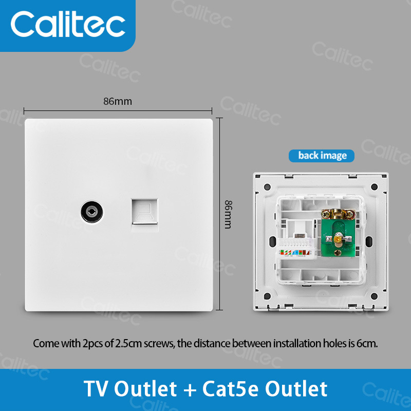 Calitec UK standard Saudi Arabia Tel+TV Outlet socket wall switch socket factory supply