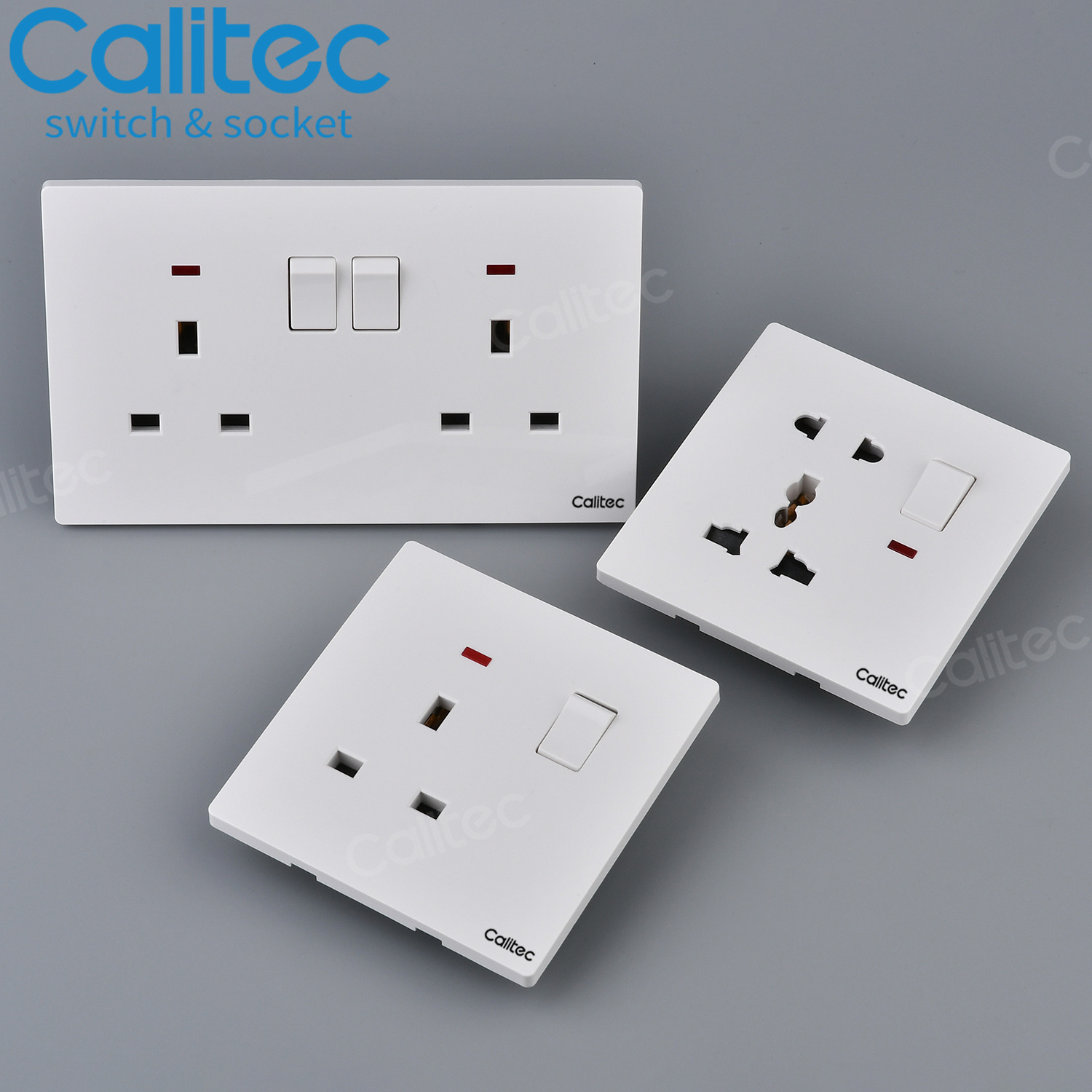 Calitec UK standard Saudi Arabia double socket wall switch socket factory supply