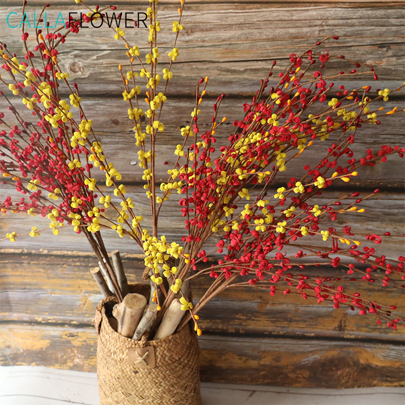 MW09901 Factory Direct Sale Artificial Flower Simulation Long Stem PE Material Winter Jasmine Spray For Decorative Flower