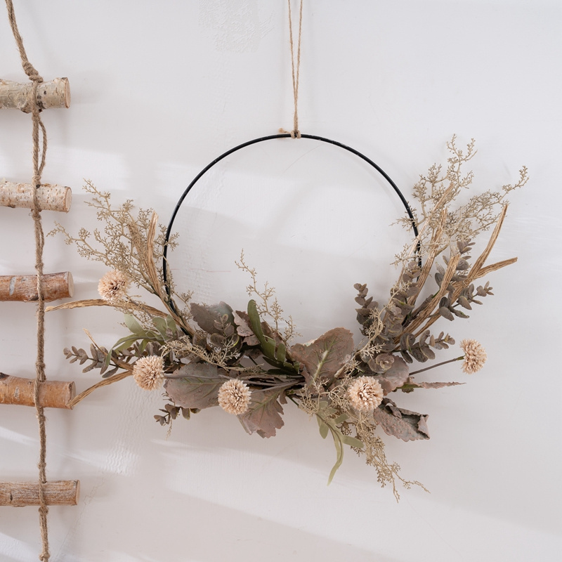 CF01298 Retro Dandelion Half Wreath Artificial Flower Design Holding Bouquet Wall Decoration Roses Fall Vintage for Home Decor