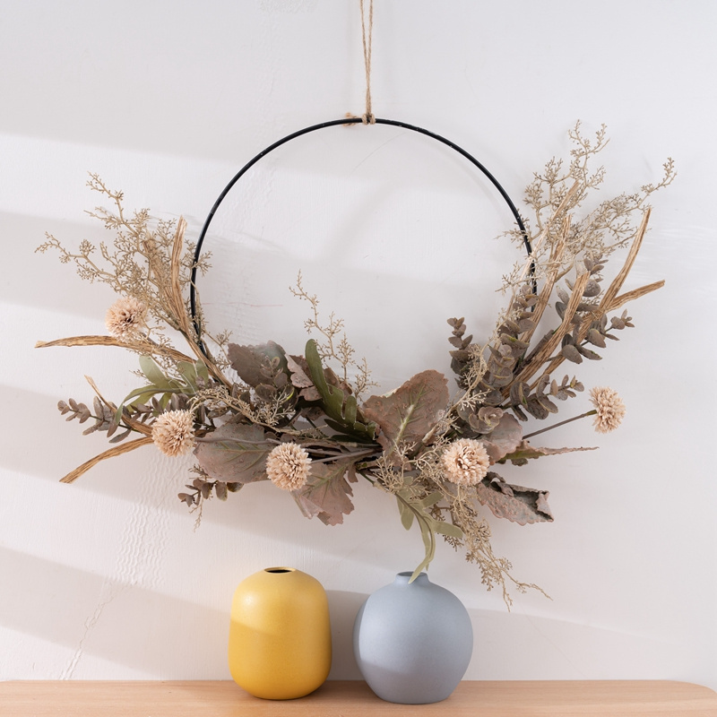 CF01298 Retro Dandelion Half Wreath Artificial Flower Design Holding Bouquet Wall Decoration Roses Fall Vintage for Home Decor