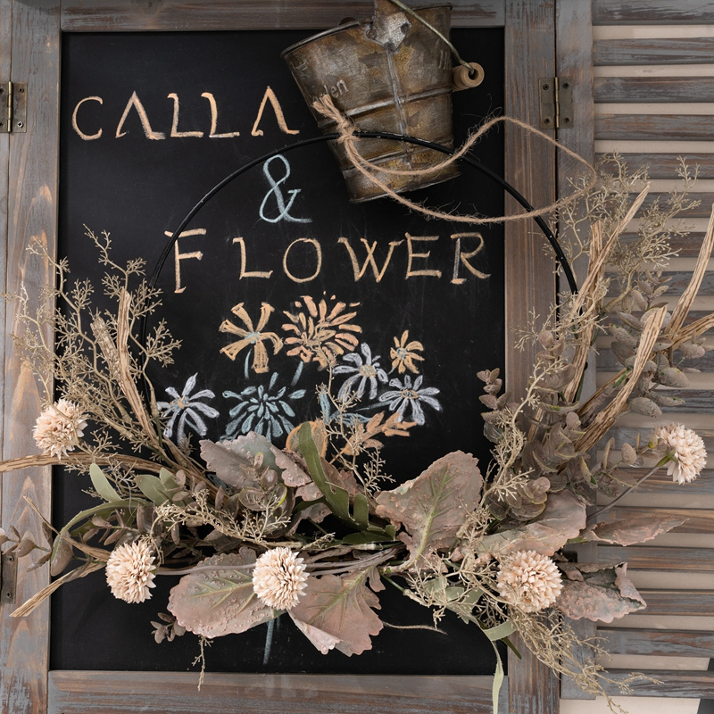 CF01298 Retro Dandelion Half Wreath Artificial Flower Design Holding Bouquet Wall Decoration Roses Fall Vintage for Home Decor