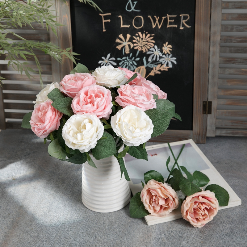 Simulation christmas Single Stem Silk Rose Spray decoration wall artificial flower for wedding