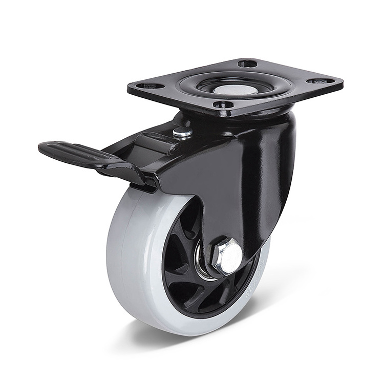 3/4/5/6 Inch PP Wheel Swivel Threaded Stem Caster Locking for Food & Beverage Industry Casters With PP Core Total Brake