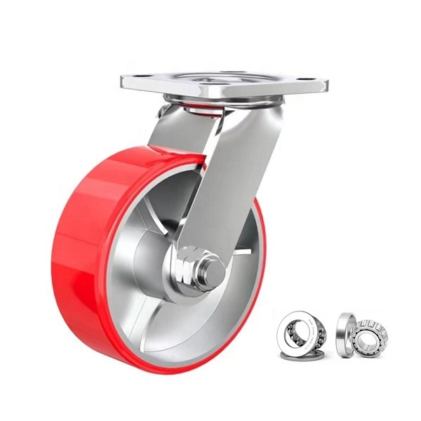 4/5/6/8 Inch Industrial Heavy Duty 200mm Castor Pvc PU Red Orange Swivel Heavy Duty Caster Rotating Wheels