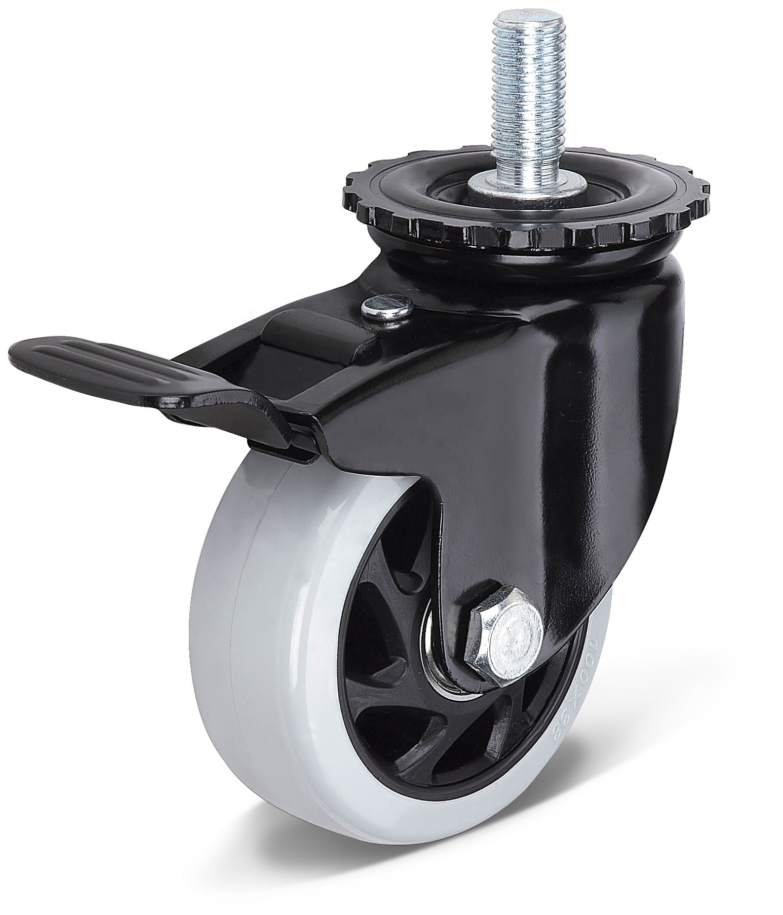 3/4/5/6 Inch PP Wheel Swivel Threaded Stem Caster Locking for Food & Beverage Industry Casters With PP Core Total Brake