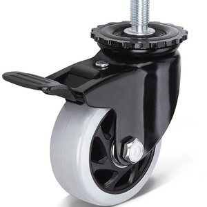 3/4/5/6 Inch PP Wheel Swivel Threaded Stem Caster Locking for Food & Beverage Industry Casters With PP Core Total Brake