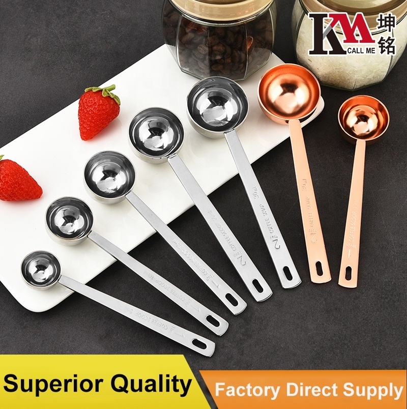 silver Golden Metal Measuring Scoop Multi Sizes 30ML Stainless Steel Long Handle Kitchen Baking Milk Coffee Teaspoons