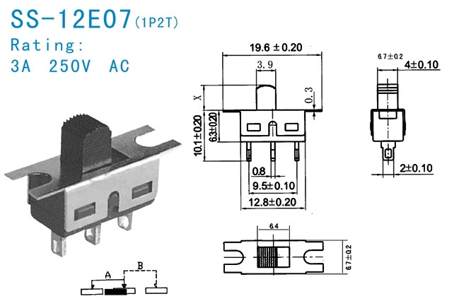 SS-12E07 Production Customized SPDT brushed brass toggle light switch plastic slide waterproof subminiature toggle switch