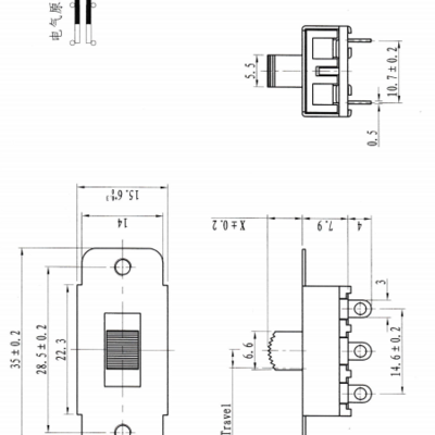 SS-23F56-01 10A 12VDC mini micro slide switches 3pin sliding door switch