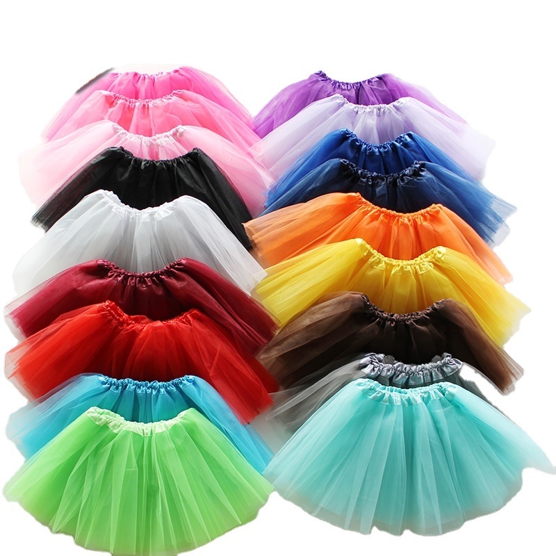 Wholesale Toddlers Children Girls Princess Tutu Skirt Pettiskirt, 3Layers Tulle Christmas Halloween Skirt Dance Skirt