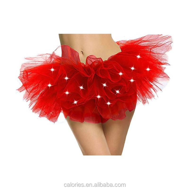 Hot Selling Girls Adult 5Layers LED Light Pettiskirt Tutu Skirt