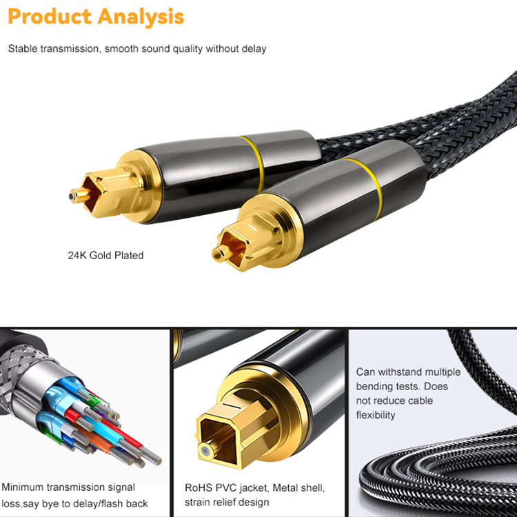 Length Supports Customization Copper Alloy Model Toslink To Toslink Audio Video Digital Optical Audio Cable