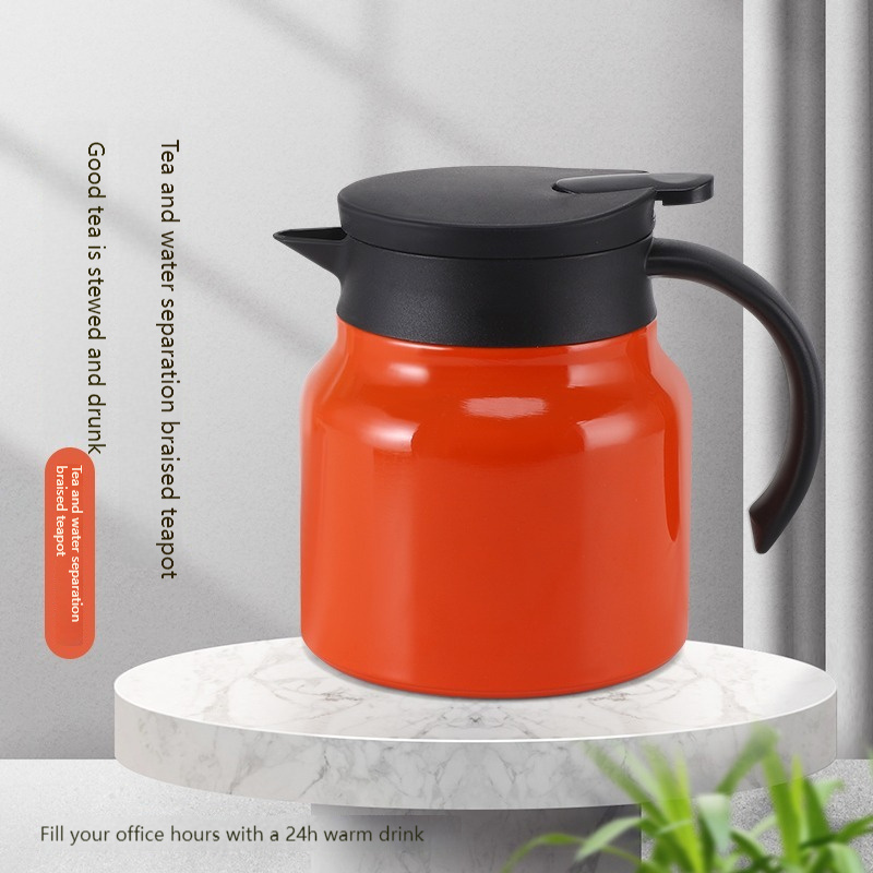 800ml double layer vacuum stainless steel tea separation coffee pot with tea brewing and lid insulation water kettle