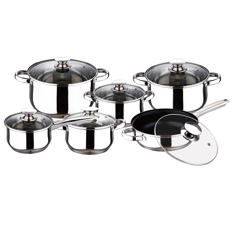 stainless steel cookware sets 12pcs sets pots and pans 5-ply