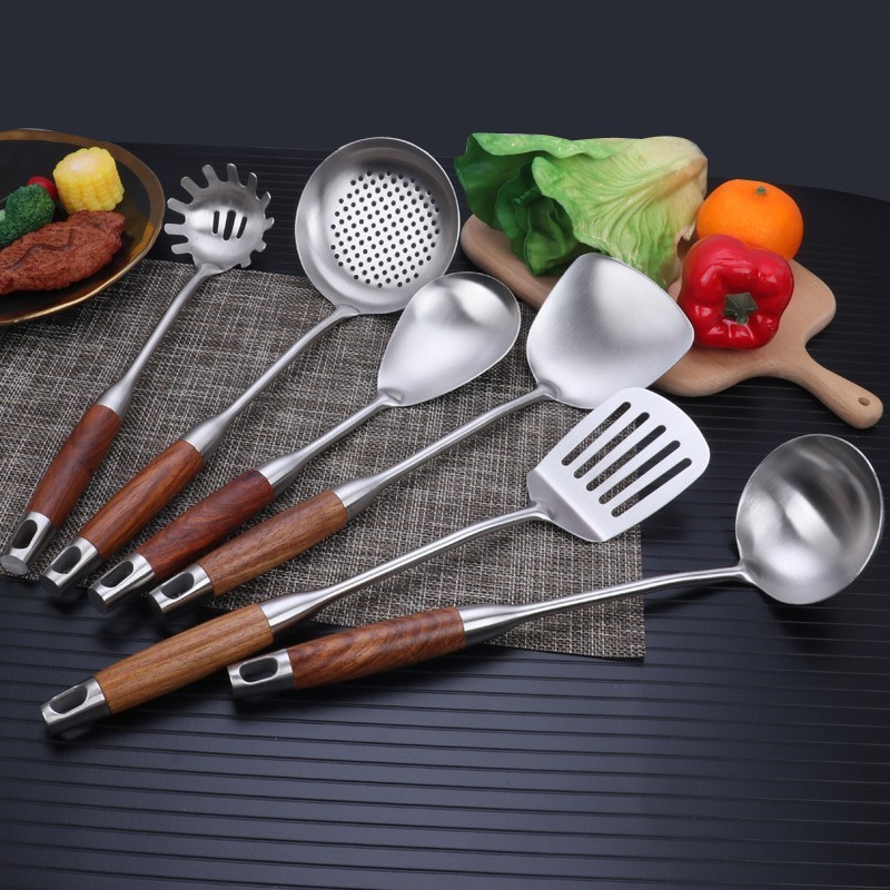 kitchen utensils Rosewood handle spatula spoon colander set shovel 304 stainless steel kitchen utensils