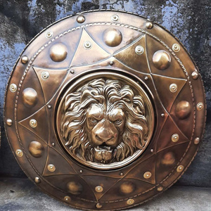 Medieval Lion Face Round Knight Templar steel Shield Wall Decor Home Decoration Gift item CHMN12039