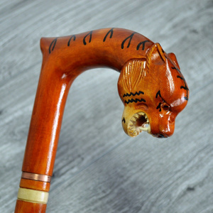 Cane Walking Stick Wooden carved Handmade - Tiger