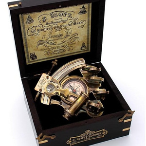 Handmade Astrolabe Brass Sextant inbuilt Compass with Hardwood Box.