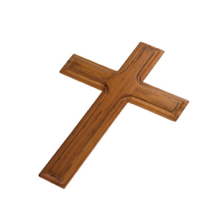 Plain Wood Cross Holy Land Olive Wood Stained Indoor Cross