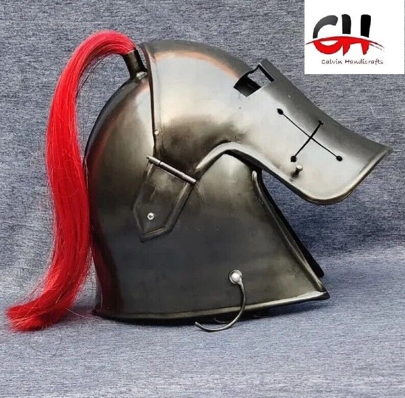 Functional Battle Ready 16G Medieval Black Knight Bassinet Helmet SCA Armor .