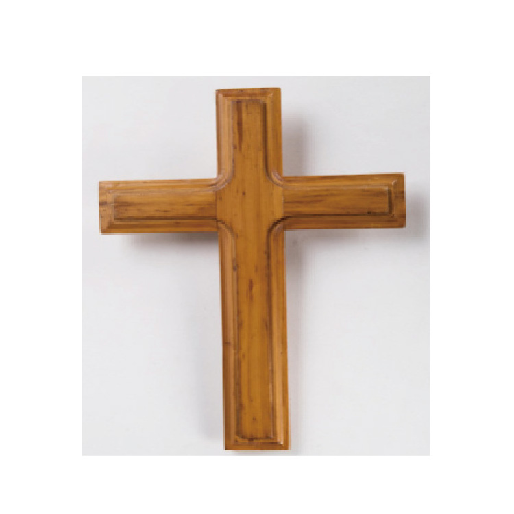 Plain Wood Cross Holy Land Olive Wood Stained Indoor Cross