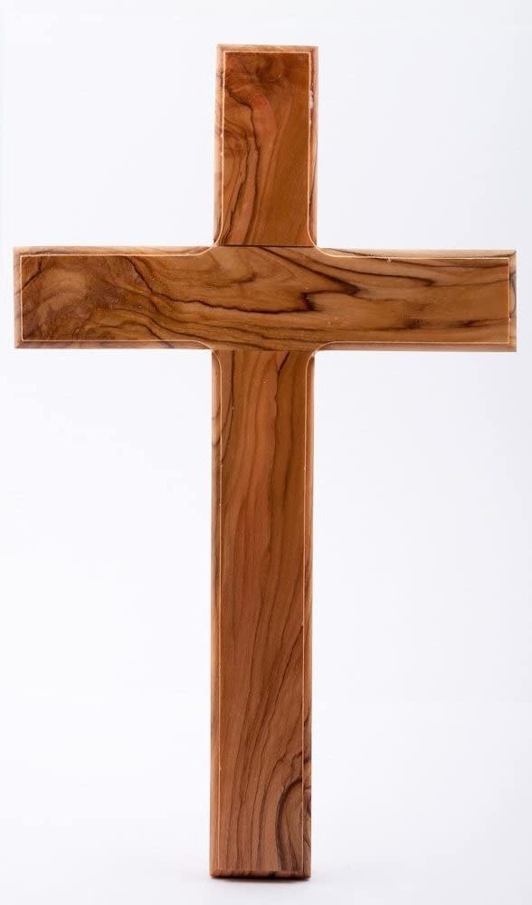 Plain Wood Cross Holy Land Olive Wood Stained Indoor Cross