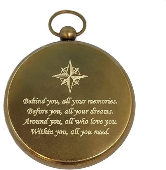 Personalized Antique Brass Pocket Compass Gifts  Engraved Compasses for Graduation Him Her Husband Dad Son.