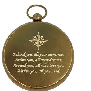 Personalized Antique Brass Pocket Compass Gifts  Engraved Compasses for Graduation Him Her Husband Dad Son.