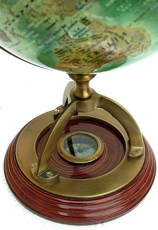 CALVIN HANDICRAFTS'' Handmade Nautical Antique Brass World Globe