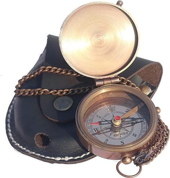 Brass Engraved Compass with Stamped Leather Case Birthday Gifts Confirmation Gifts Be Strong and Courageous Do Not Be Afraid