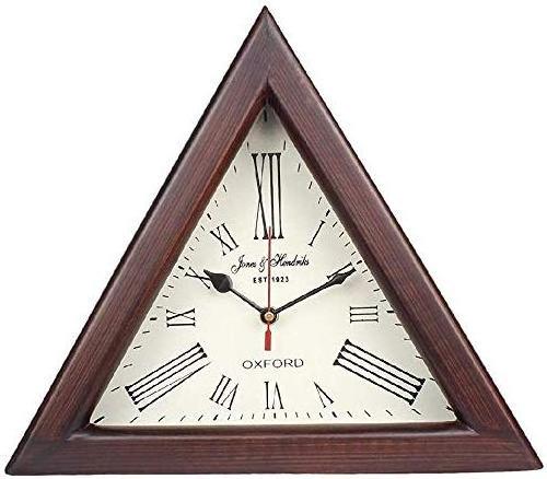 Wood Wall Clock Brown Roman Triangle Shape Wall Clock Used as Table Also) Long Run Plane Glass Wall Decor