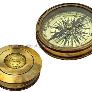 Antique Solid Brass Beautiful Nautical  Engraved Pocket Magnetic Outdoor Beautiful Antique Sundial Compass  CHCOM020