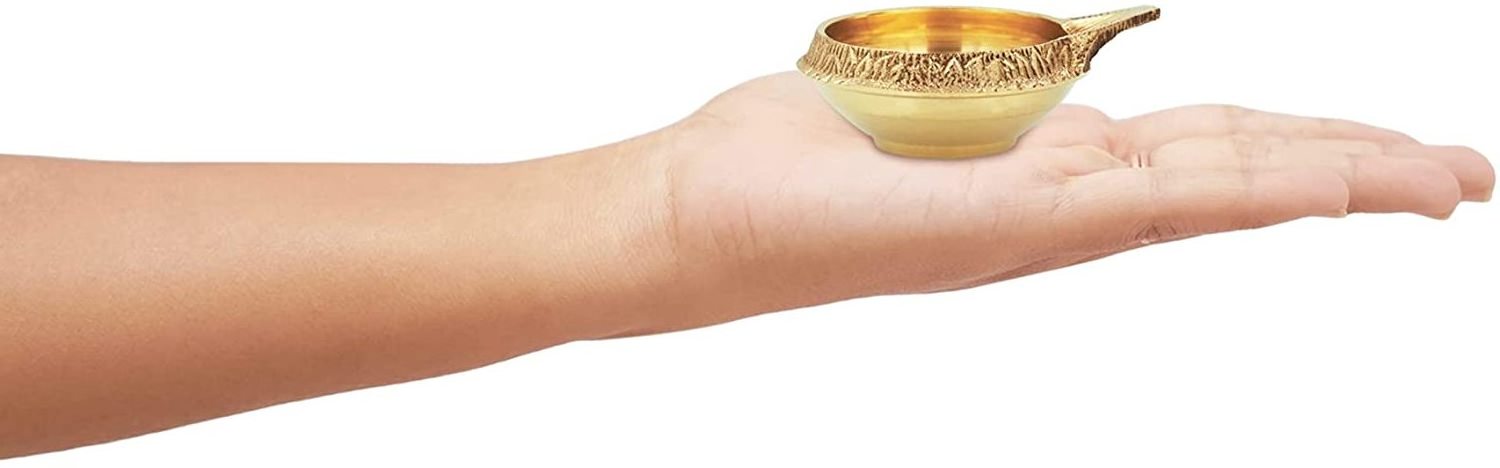 Calvin Handicraft Beautiful Engraved   Diwali Handmade brass  Traditional Brass Kuber deep/Diya/Oil Lamp CHMT003