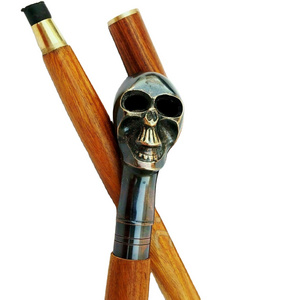 Black Skull Designer Brass Head Handle With Wooden Cane Style Wooden  Walking Stick 36 inch Gift For Elderly People   CHWKS36112