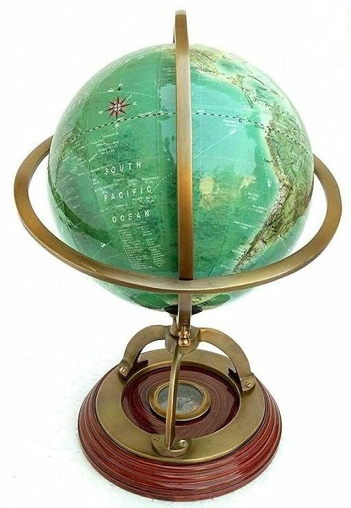 CALVIN HANDICRAFTS'' Handmade Nautical Antique Brass World Globe