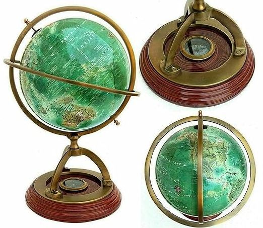 CALVIN HANDICRAFTS'' Handmade Nautical Antique Brass World Globe