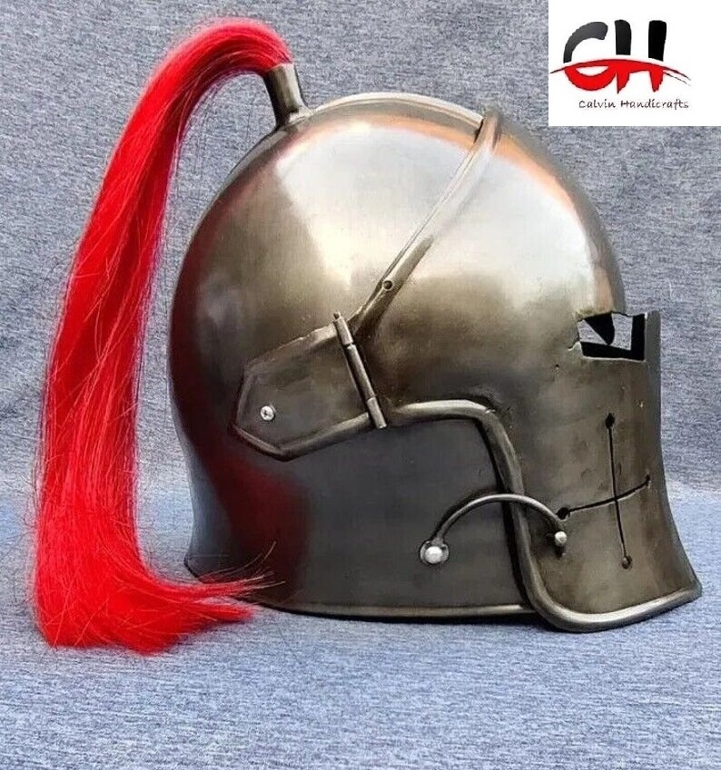 Functional Battle Ready 16G Medieval Black Knight Bassinet Helmet SCA Armor .