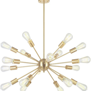 Brushed Brass Sputnik Pendant Lighting Modern Chandelier Gold Starburst Ceiling Light