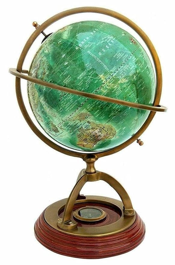 CALVIN HANDICRAFTS'' Handmade Nautical Antique Brass World Globe