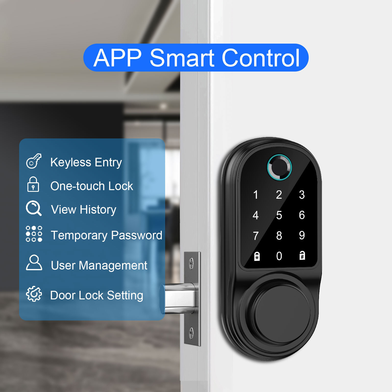 Security Code Card Smart Door Lock Fingerprint Digital Keypad Lock Gate Door Padlock