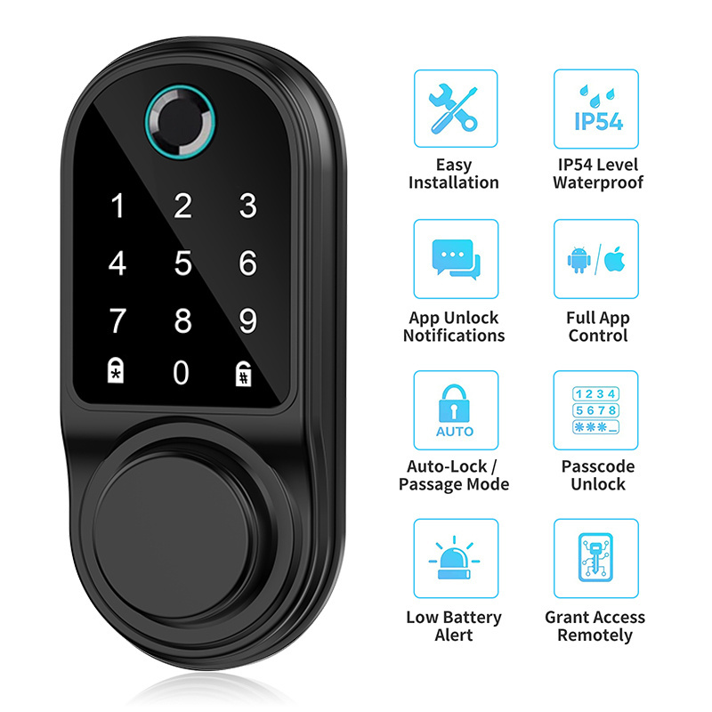 High quality keyless front door smart deadbolt lock electronic automatic fingerprint password APP intelligent door lock