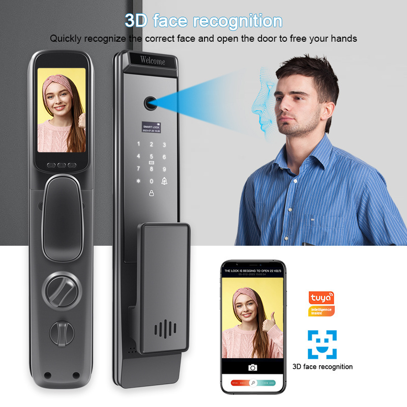 Fingerprint Camera 3D face recognition fingerprint door lock APP remote control smart door lock