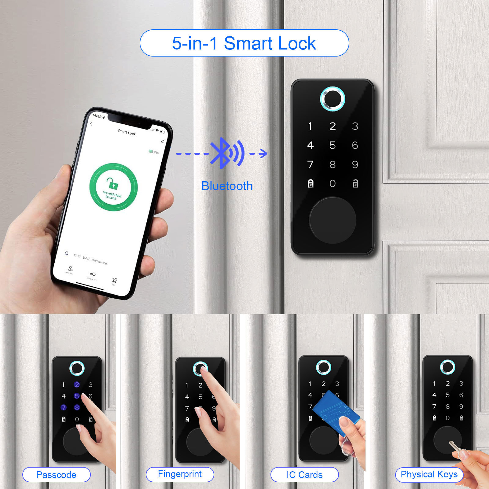 American hot sell touch panel fingerprint smart lock apartment TUYA APP keyless entry smart door lock padlock