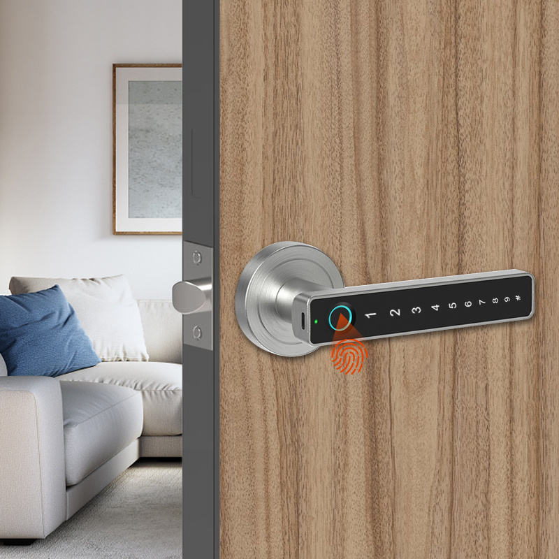 The factory direct sales bedroom wifi electronic intelligent tuya app smart door lock with digital fingerprint and cylinders